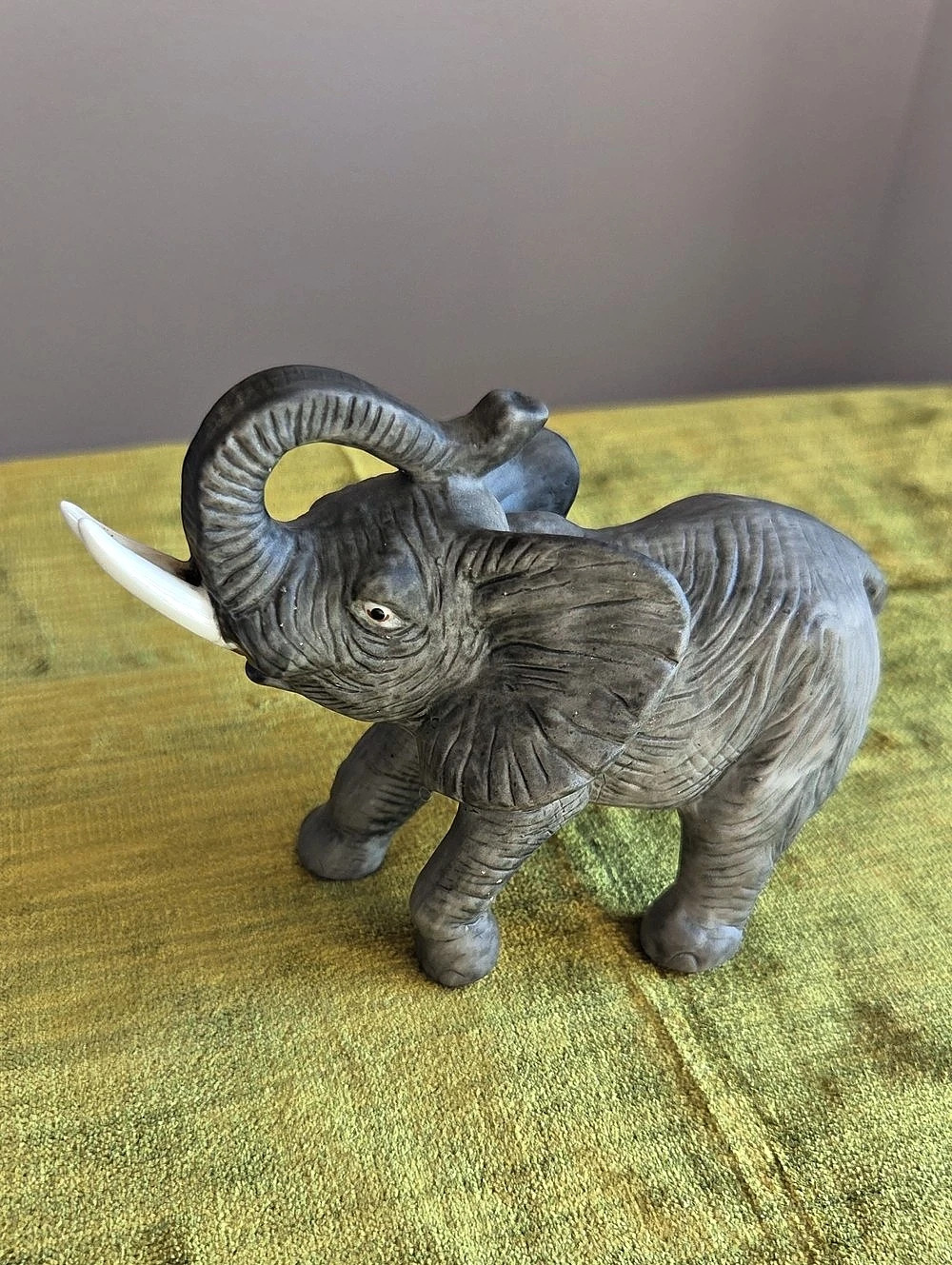 Satis Elephant Figurine Gray & White